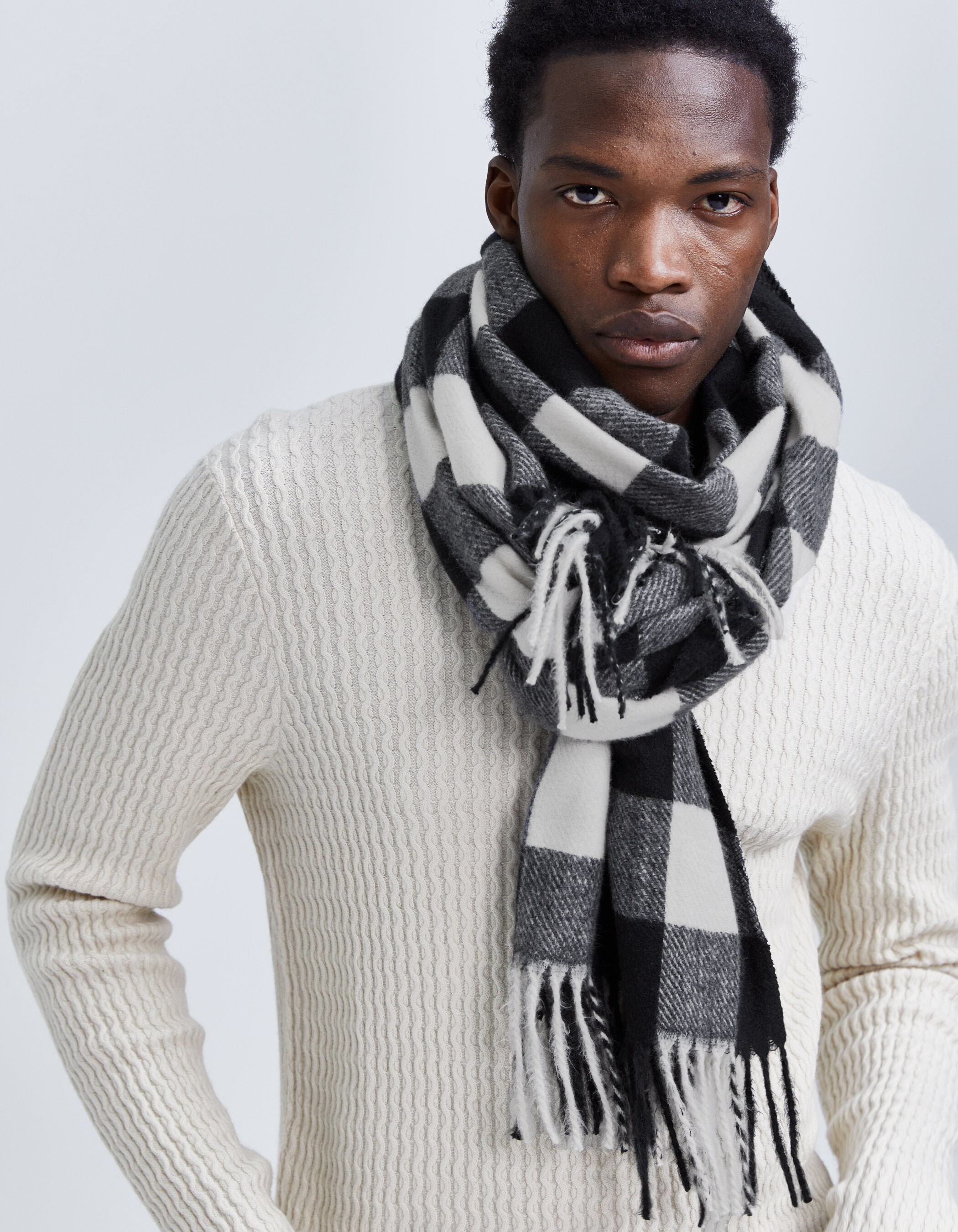 Black shop check scarf