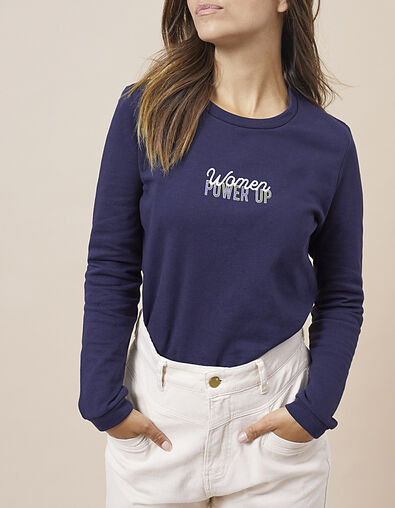 Marineblaues Sweatshirt mit Schriftzug I.Code - IKKS