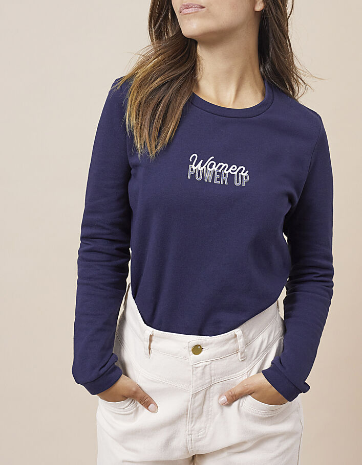 Marineblaues Sweatshirt mit Schriftzug I.Code - IKKS