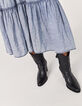 Blauer, weiter Damenrock aus Tencel® mit Acid Wash-Optik-4