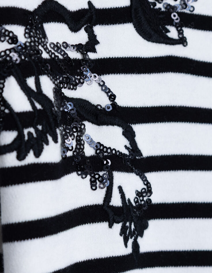 Mujer camiseta marineras de algod&oacute;n org&aacute;nico con bordado en el hombro-7