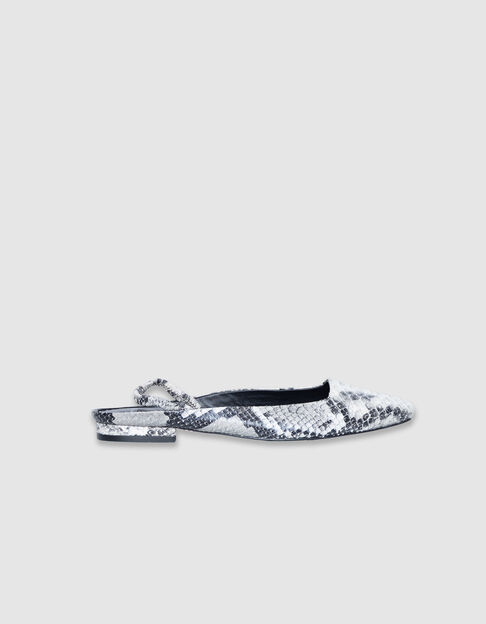 Ballerines slingbacks &eacute;crues cuir effet python Femme - IKKS