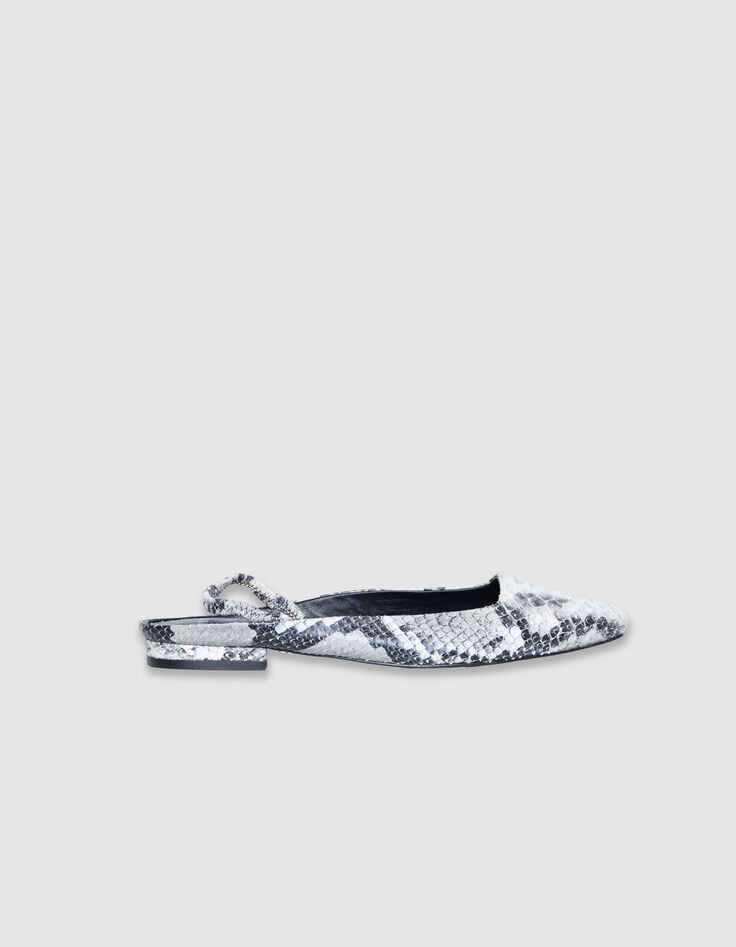 Ballerines slingbacks &eacute;crues cuir effet python Femme-1