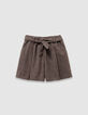 Braune Mädchenshorts aus meliertem Flanell-1