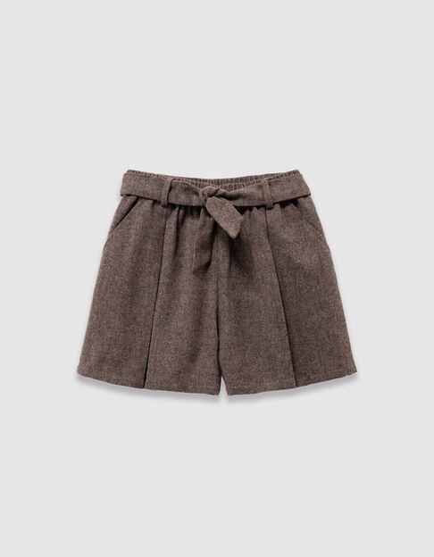 Braune Mädchenshorts aus meliertem Flanell - IKKS