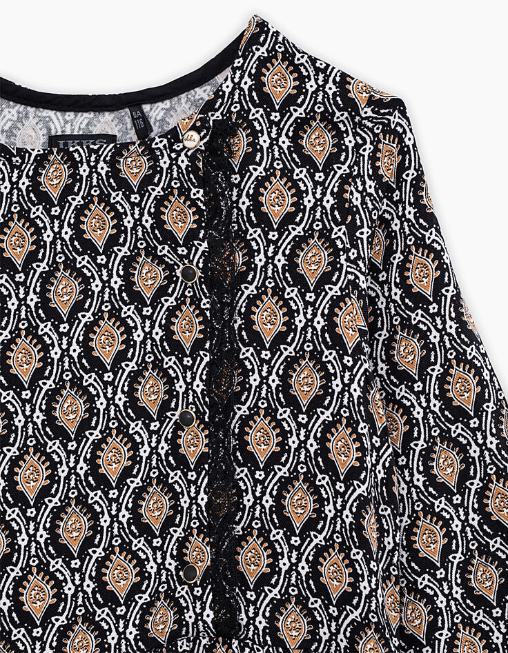 Zwarte 2-in-1 jurk met kasjmierprint en sweater meisjes-6