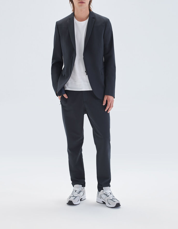Men's black textured organic cotton COMFORT joggers-5