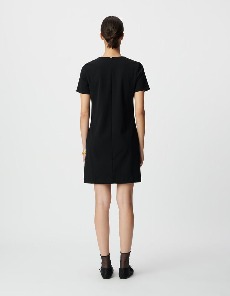 Women’s black short dress buttoned down front-2 Women’s black short dress buttoned down front-2