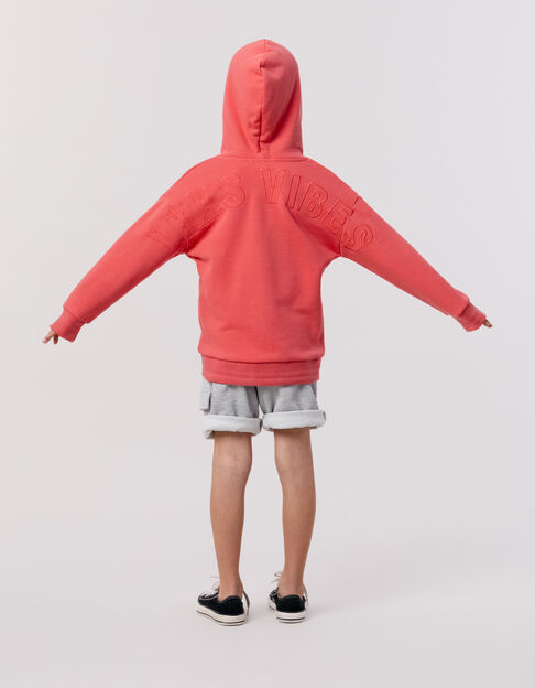 Rood vest met rits en kap maxiborduursel op rug jongens - IKKS