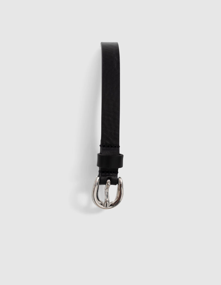 Pure Edition-Ceinture noire cuir bracelets métal Femme-4