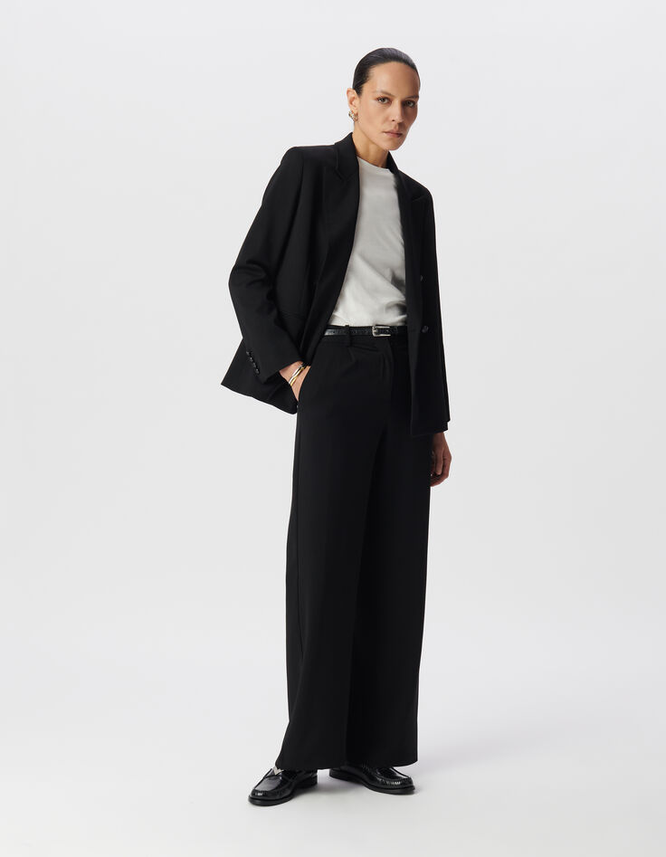Women's black double-breasted suit jacket-1