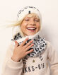 Snood écru tricot motif léopard fourré fille-1