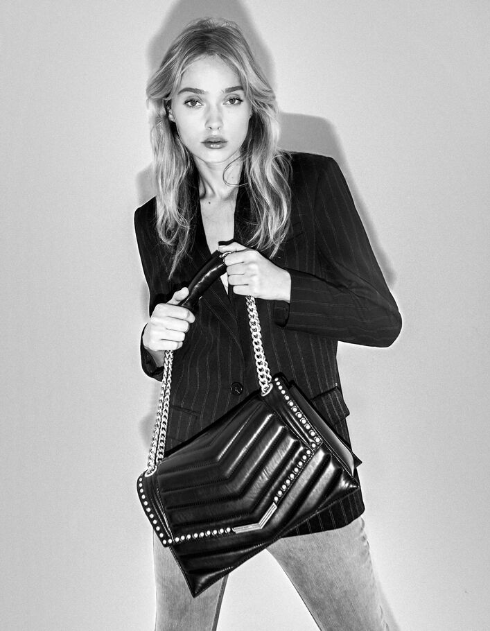 Sac THE rock noir cuir clouté Taille L Femme