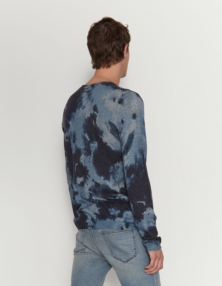 Men’s indigo tie-dye print knit sweater-3