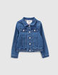 Veste en jean bio stone blue brodée dos fille -1