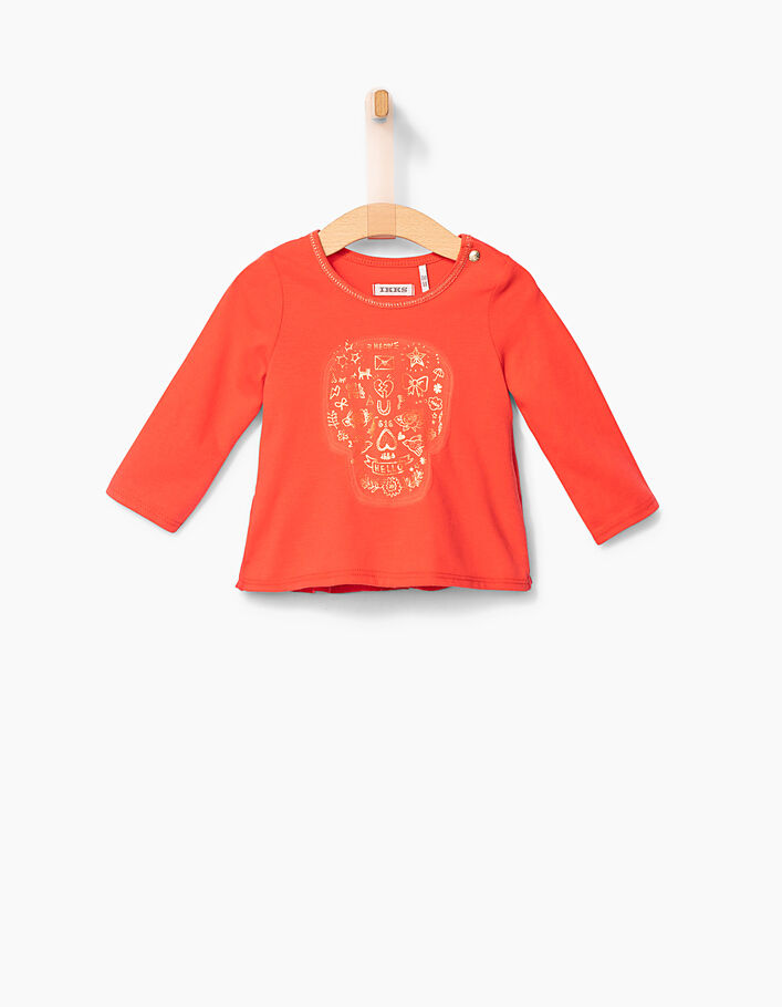 Tee-shirt corail à tête de mort bébé fille - IKKS