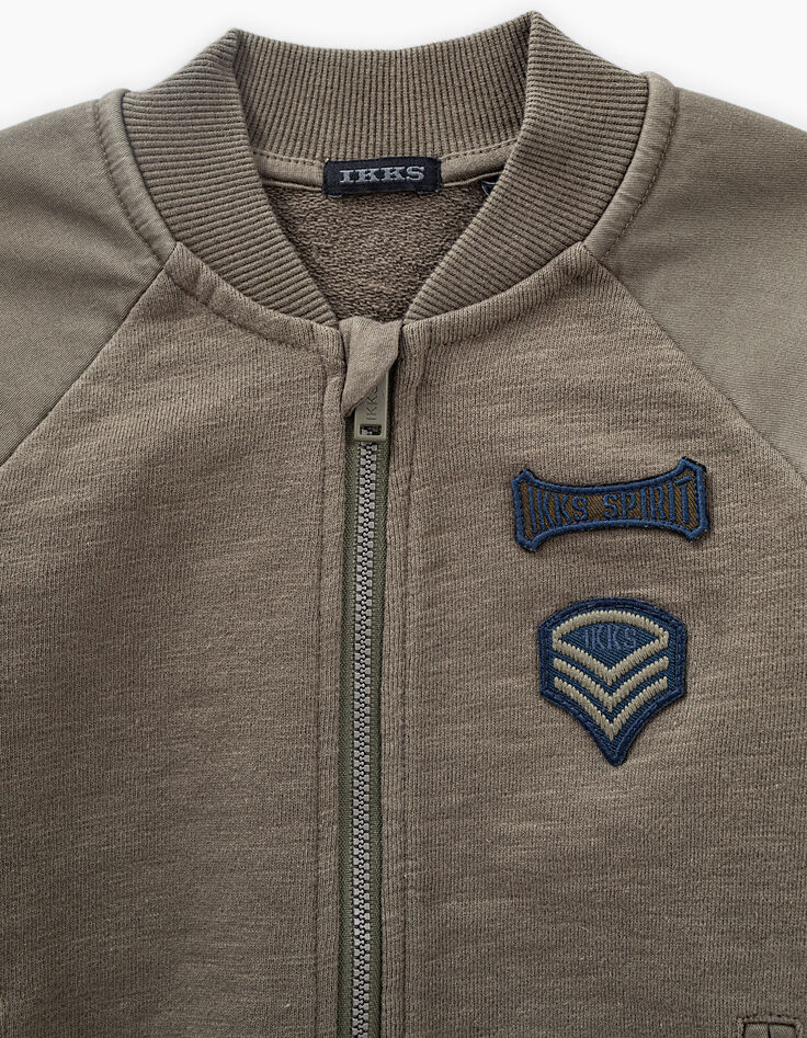 Boys’ bronze cardigan with chest patches and printed back-2 Boys’ bronze cardigan with chest patches and printed back-2