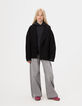 Girls’ black mixed fabric jacket-1