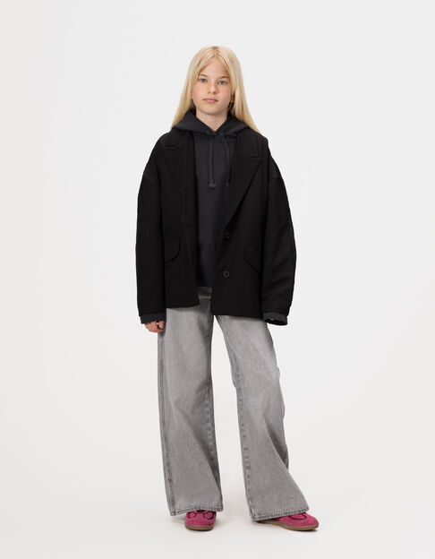 Girls’ black mixed fabric jacket - IKKS