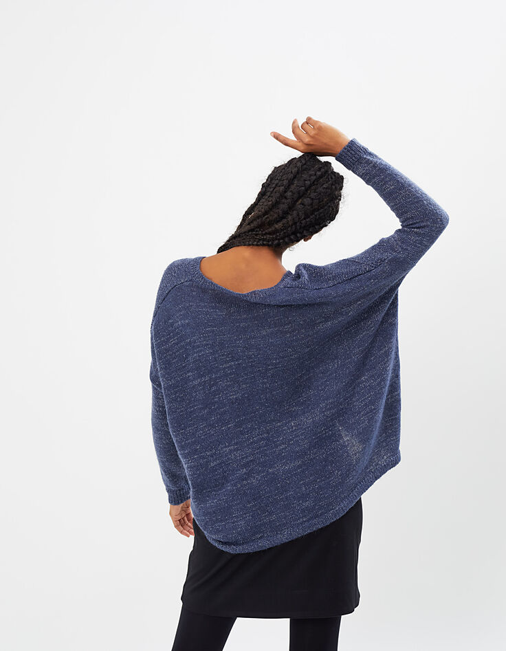 I.Code navy blue mohair mix cape-sweater-3
