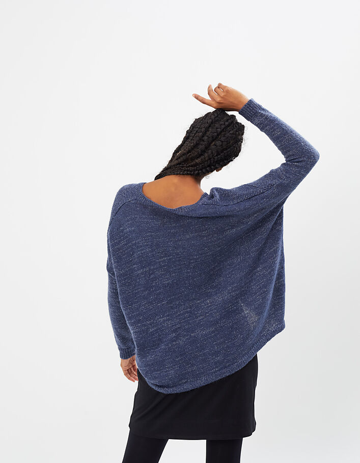 I.Code navy blue mohair mix cape-sweater - I.CODE