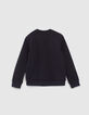 Navy sweatshirt with embossed slogan-2