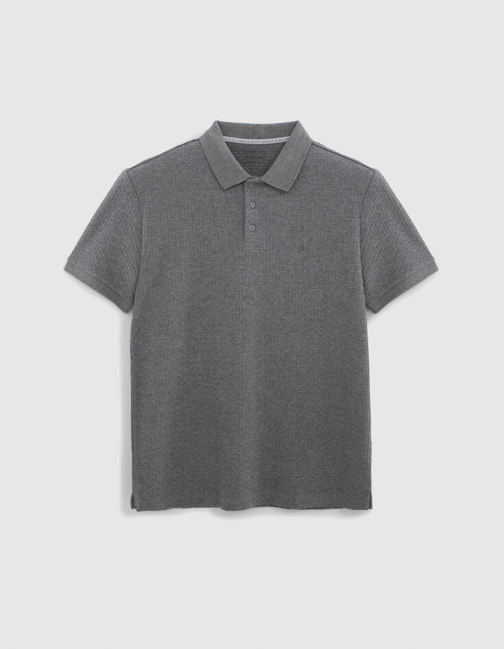 Polo de hombre de punto grafito con efecto tejido-6