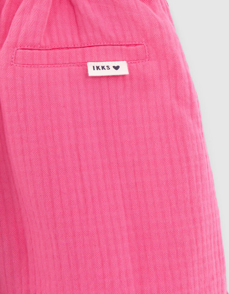 Girls' pink waffle playsuit with elasticated neckline-5