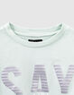 Girls’ mint sweatshirt with textured flocked letters-2