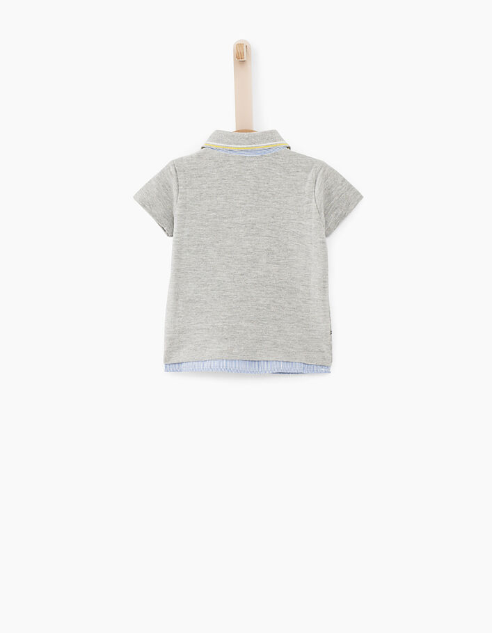 Baby boys’ medium grey trompe-l'oeil polo shirt  - IKKS