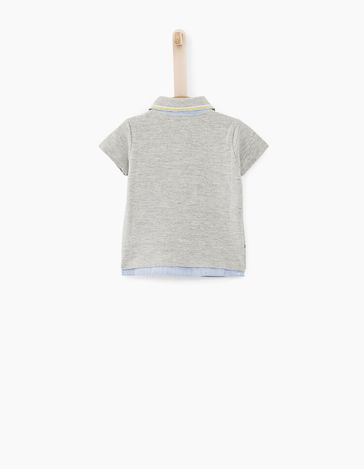 Polo gris medio efecto camisa bebé niño -3 Polo gris medio efecto camisa bebé niño -3