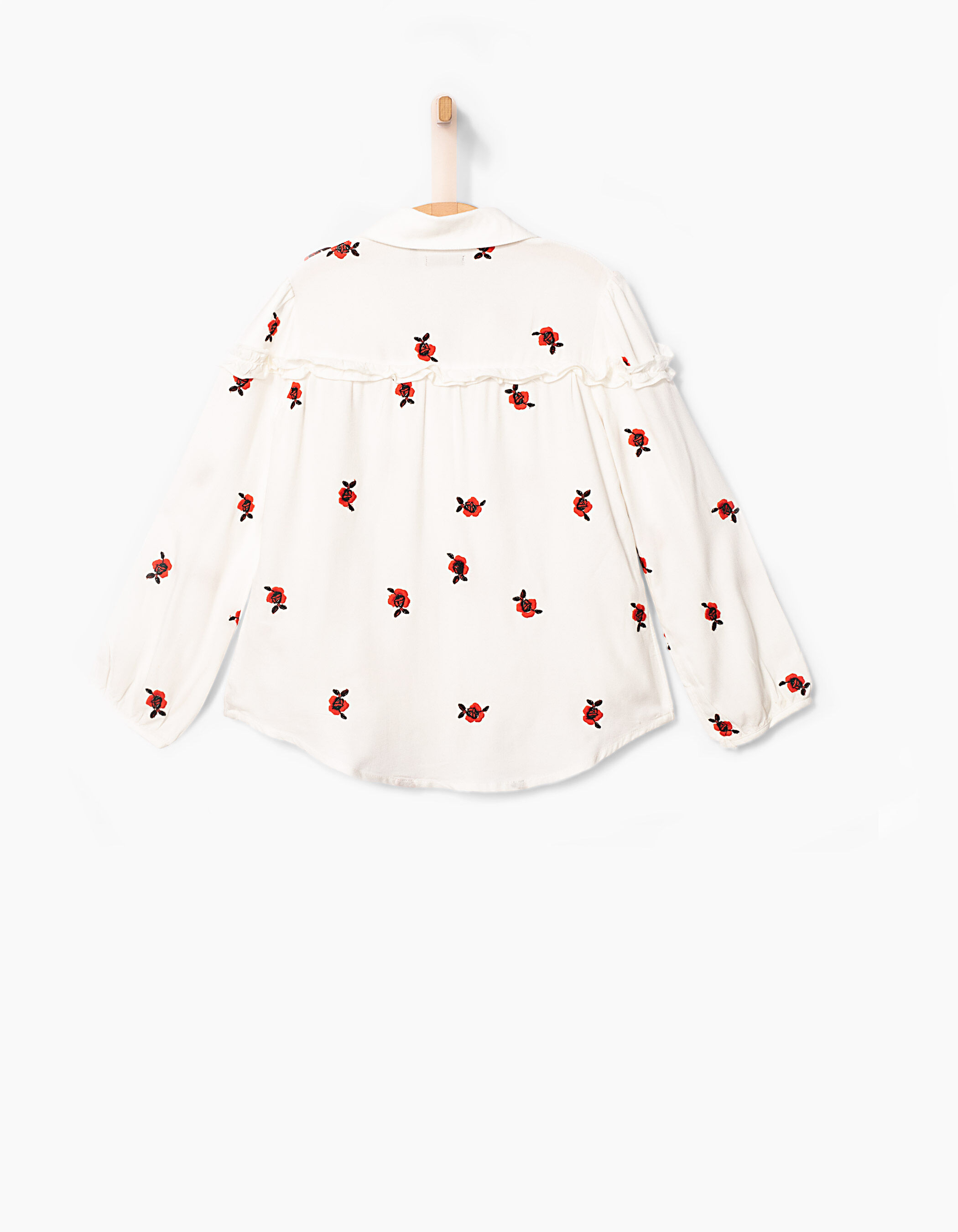 Chemise blanche volants brod e fleurs fille