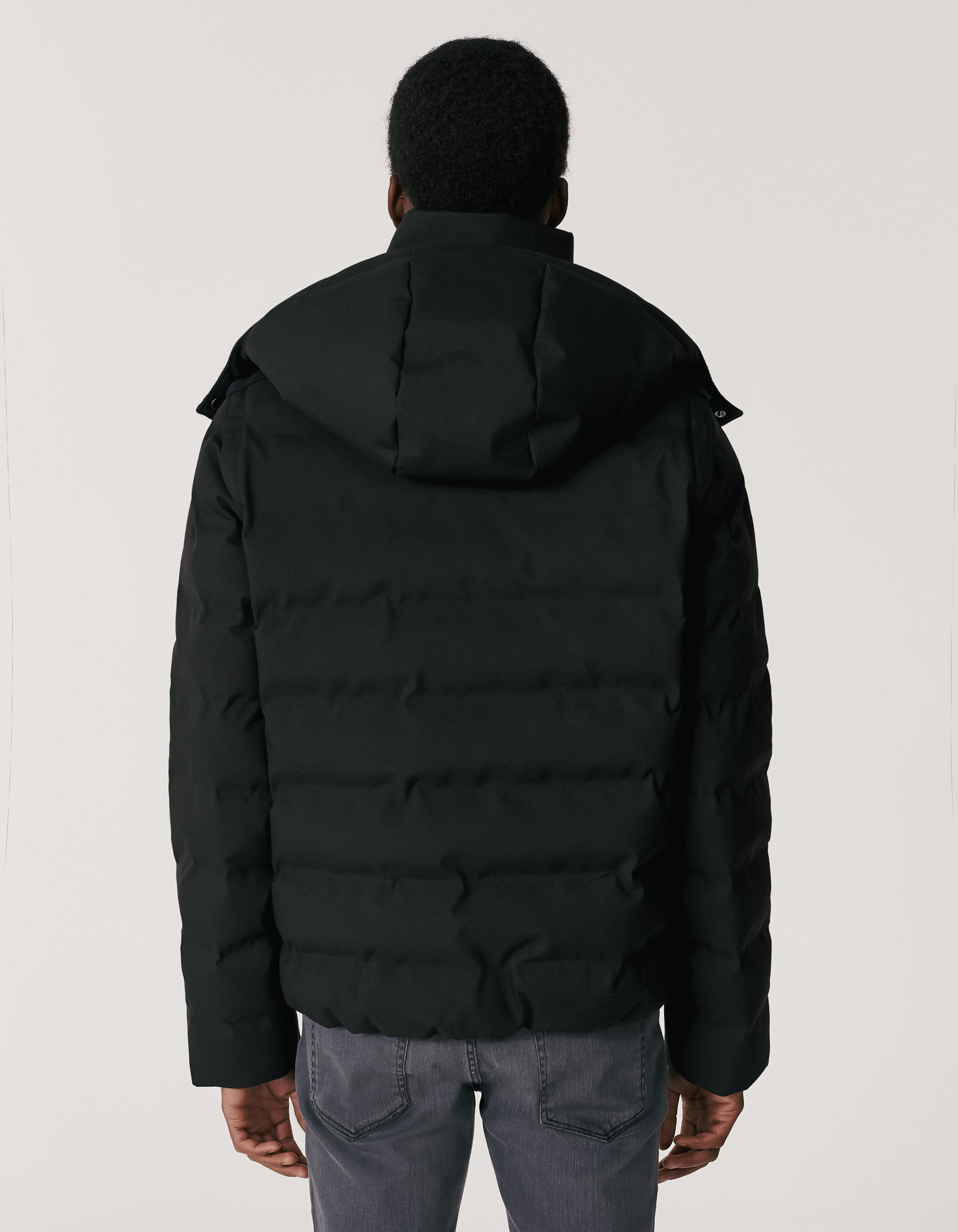 Doudoune noire bi matiere a manches amovibles Homme IKKS