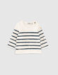 Girls’ raw dungarees & sailor stripe T-shirt outfit-3
