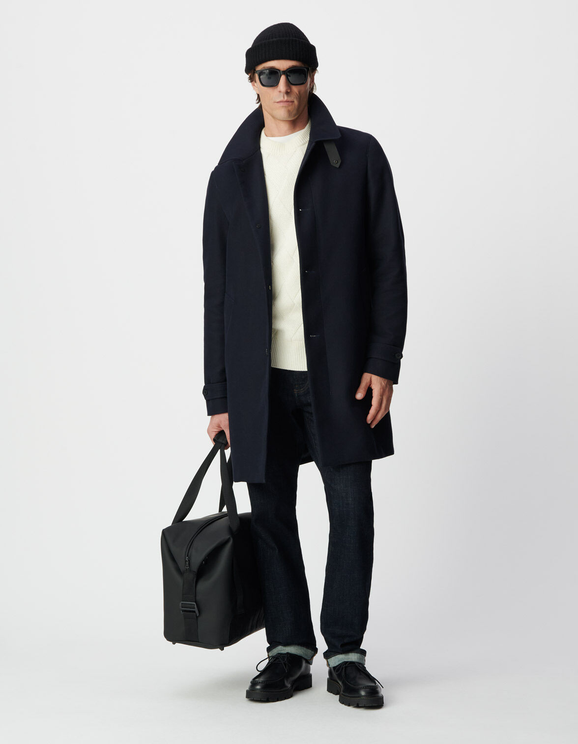 Men's blue trench coat with removable facing IKKS