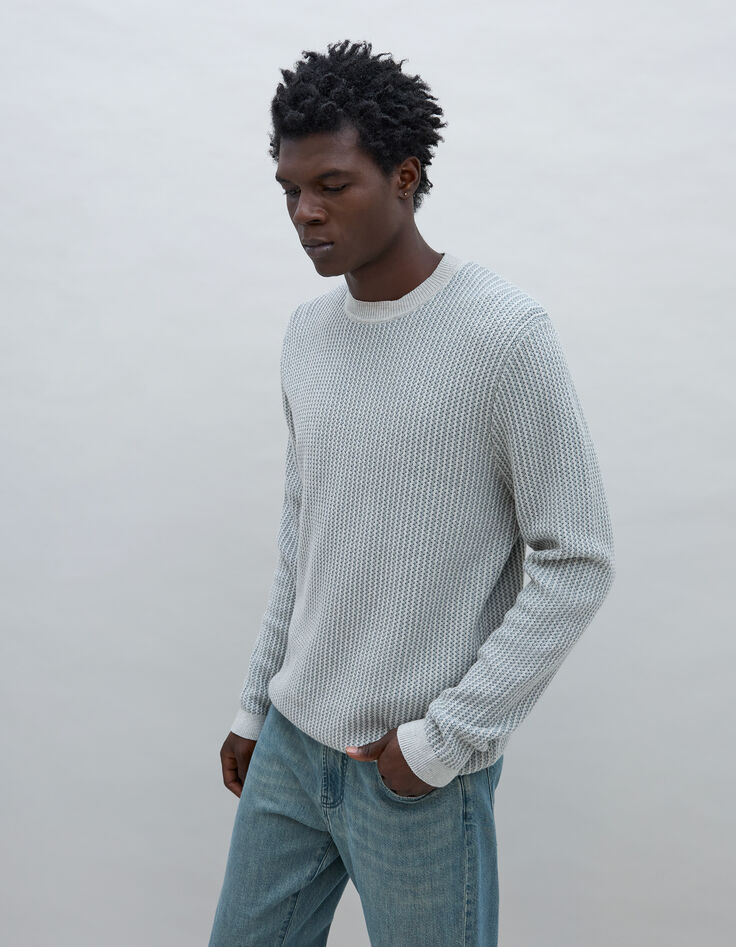 Herrenstrickpulloer, blaugrau, Jacquard-Muster-6