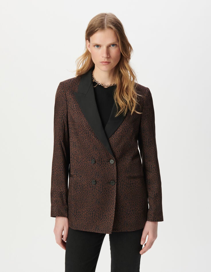 Brauner Damenblazer Leoprint-2 Brauner Damenblazer Leoprint-2