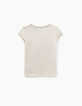 Girls’ ecru T-shirt with fringed sandal graphic-3