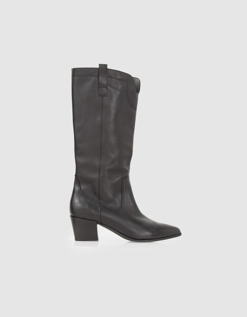 Women’s black leather cowboy-style boots