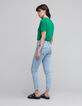 Women's green T-shirt with star design on shoulder and round collar-4