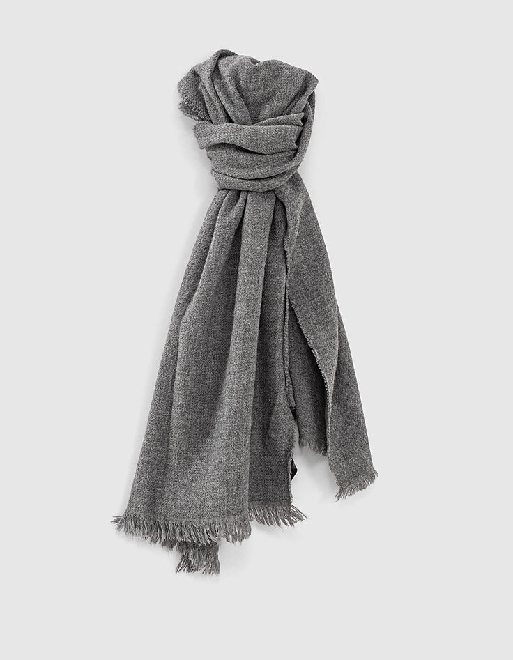 Men’s mouse grey fringed scarf-1
