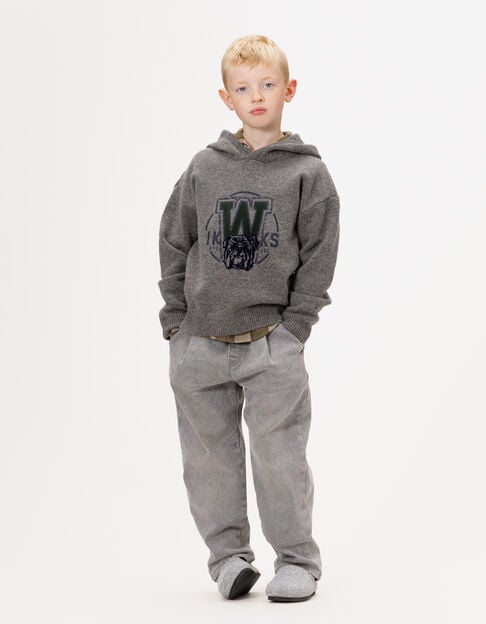 Jersey capucha gris punto perro niño - IKKS