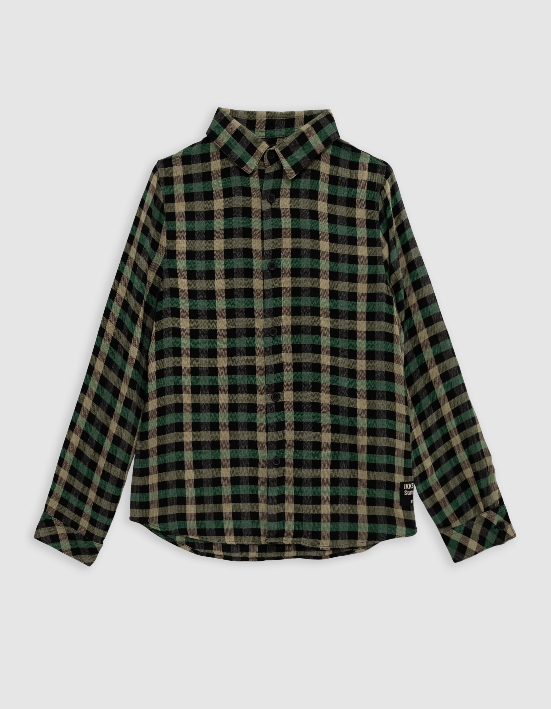 Chemise kaki motif carreaux garcon IKKS