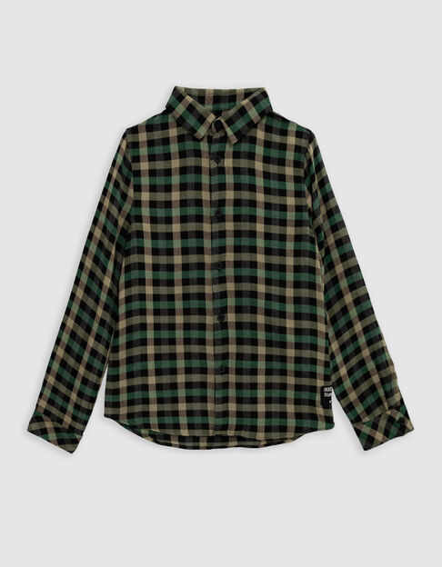 Boy's khaki plaid shirt - IKKS
