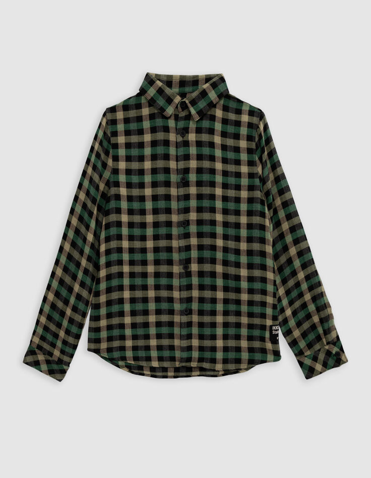 Boy's khaki plaid shirt-1