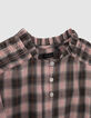Girls’ pink and khaki check cropped blouse-2