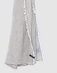 Men’s khaki semi-plain scarf with fringed edges-2
