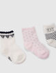 Baby girls’ pink, white and navy socks-4