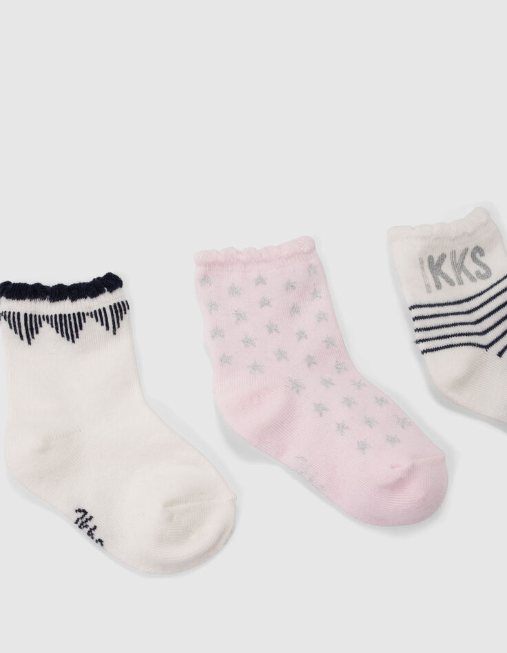 Baby girls’ pink, white and navy socks-4