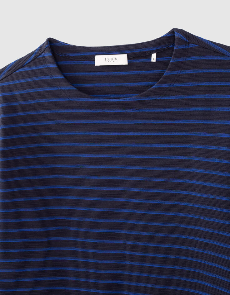 Men's navy t-shirt with blue stripes-2